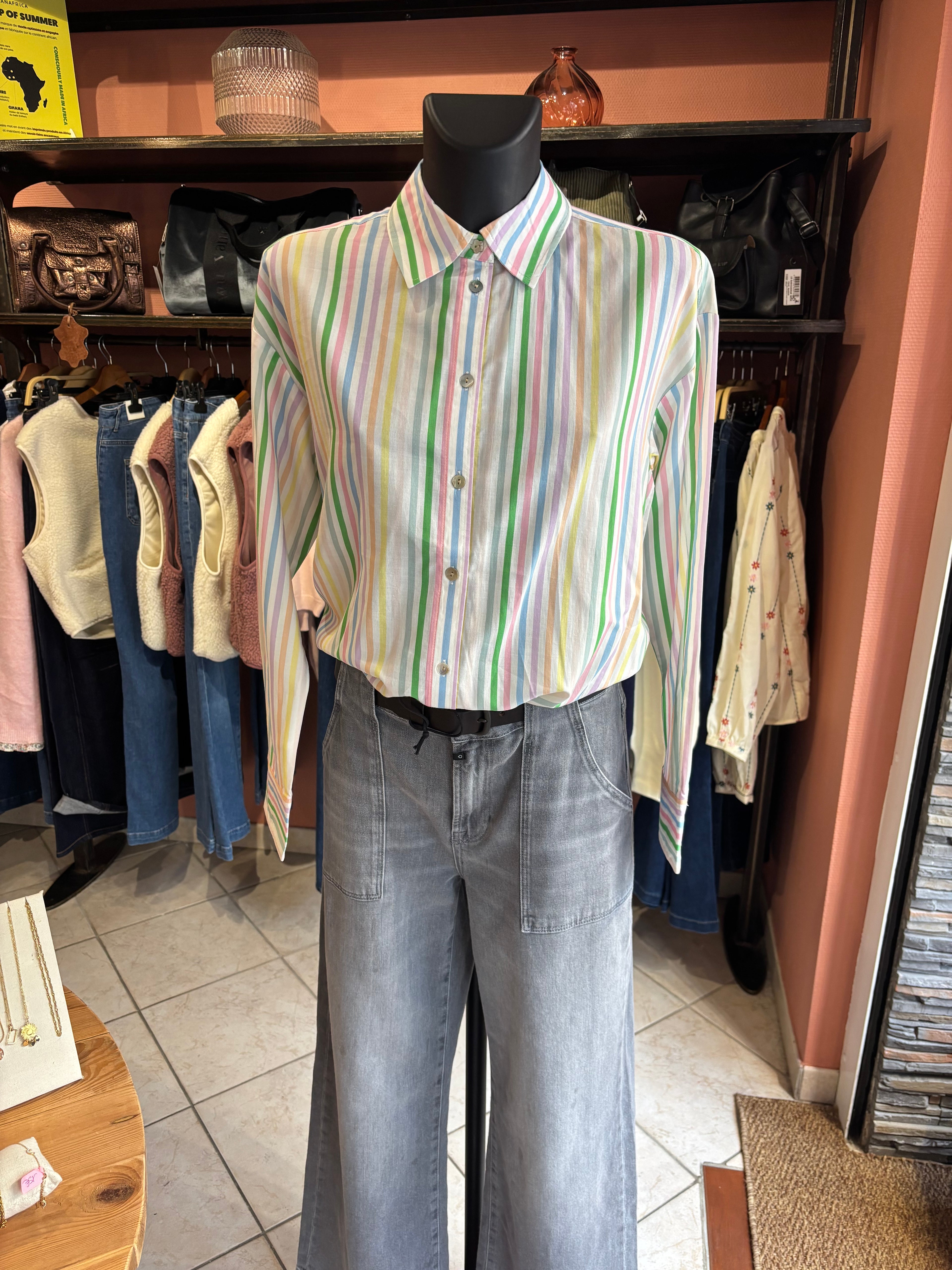 Chemise rayures multicolores - Esprit pastel Bonne Humeur