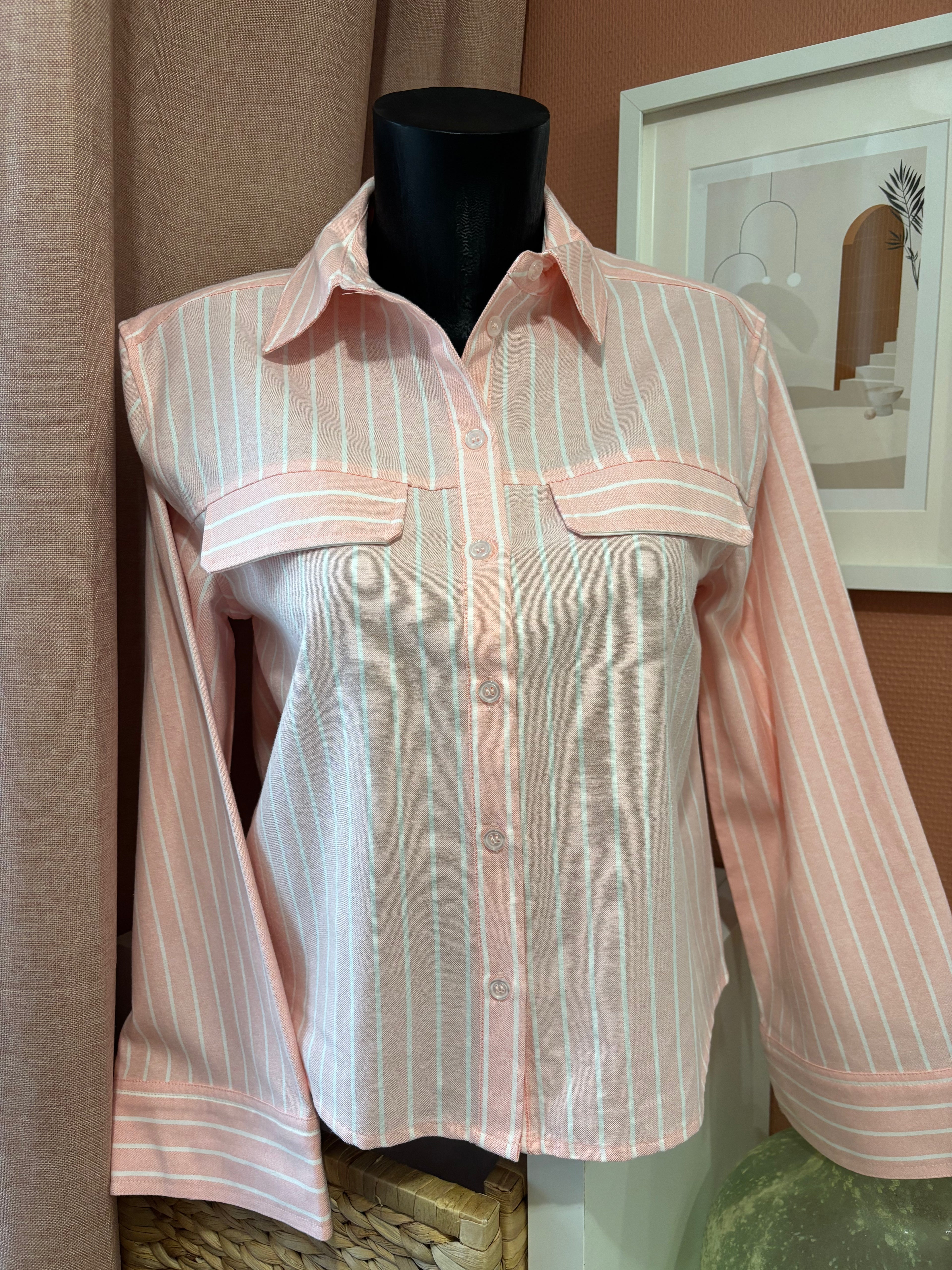 Chemise à rayures rose poudré - Coupe Ajustée Choc