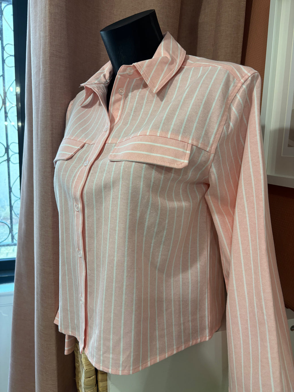 Chemise à rayures rose poudré - Coupe Ajustée Choc