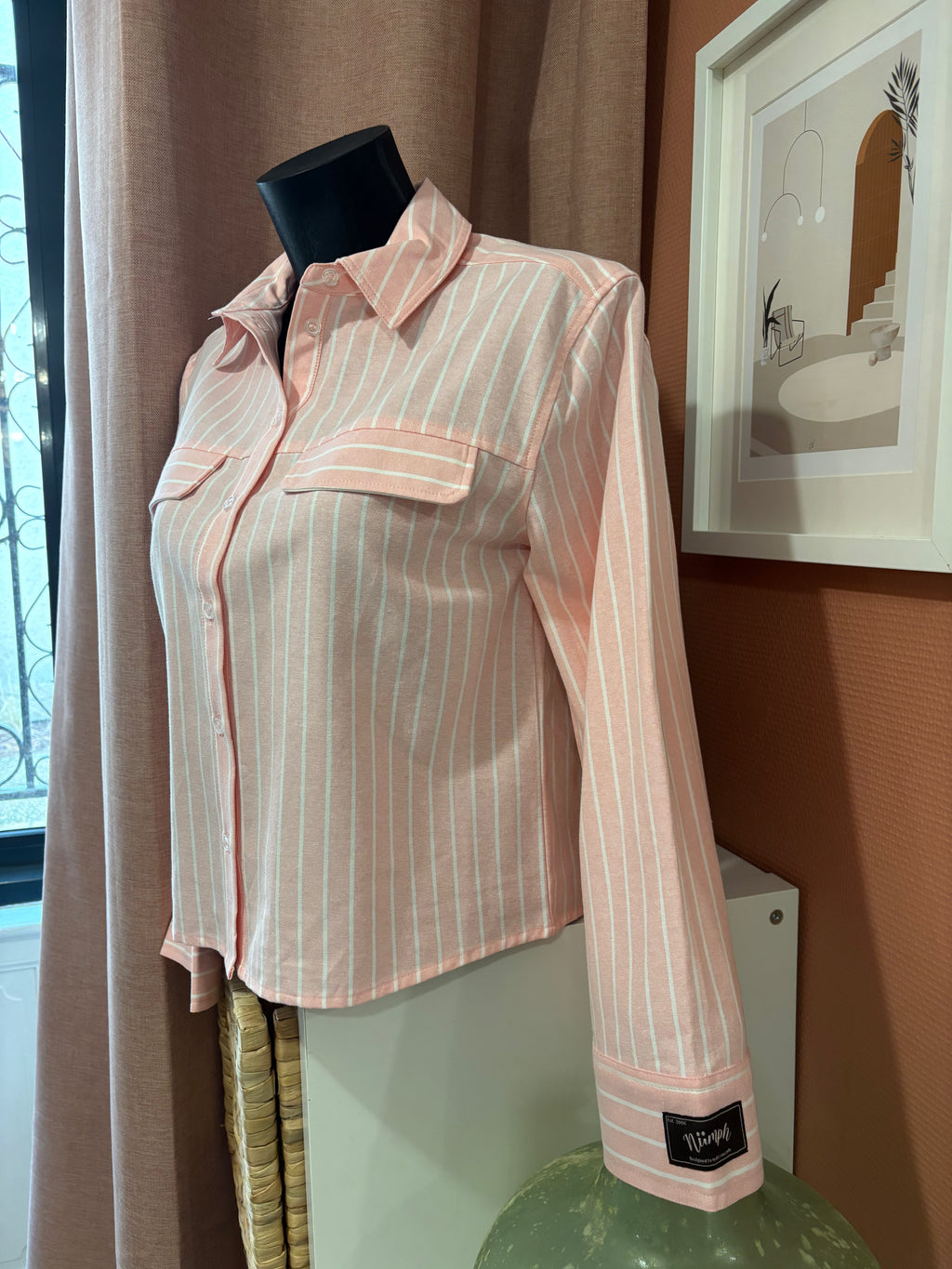 Chemise à rayures rose poudré - Coupe Ajustée Choc